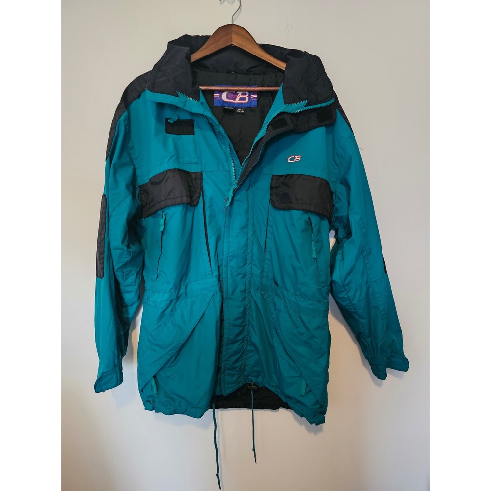 [Gorpcore] CB Sports Olympic Ski Jacket Mens Medium Teal Vintage 90s Hooded‎